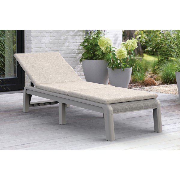 Bež plastična/podstavljena podesiva/sklopiva vrtna ležaljka Atlas – Keter-image-1