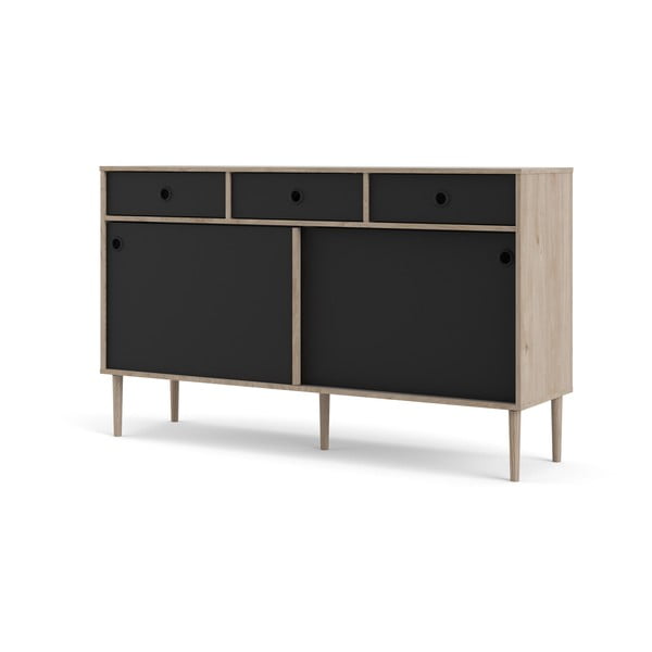 Crni ormarić s hrastovim dekorom Tvilum Rome, 147 x 88 cm-image-2