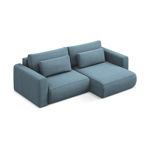 Svijetlo plava sklopiva/s prostorom za odlaganje kutna garnitura (s desnim kutom/s ležaljkom) Kapua – Makamii-image-2