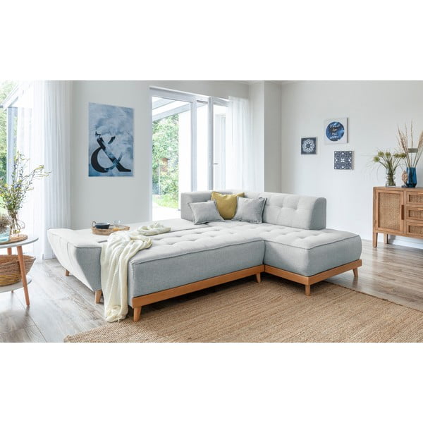 Svijetlo siva kutna garnitura na razvlačenje Miuform Dazzling Daisy L, desni kut-image-4