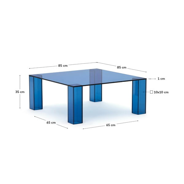 Plavi stakleni stolić za kavu 85x85 cm Adularia – Kave Home-image-4