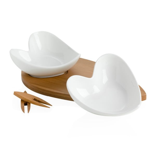 Set s 2 zdjele za posluživanje,pladnjem i dvije čačkalice od bambusa Brandani Coeur Blanc-image-2