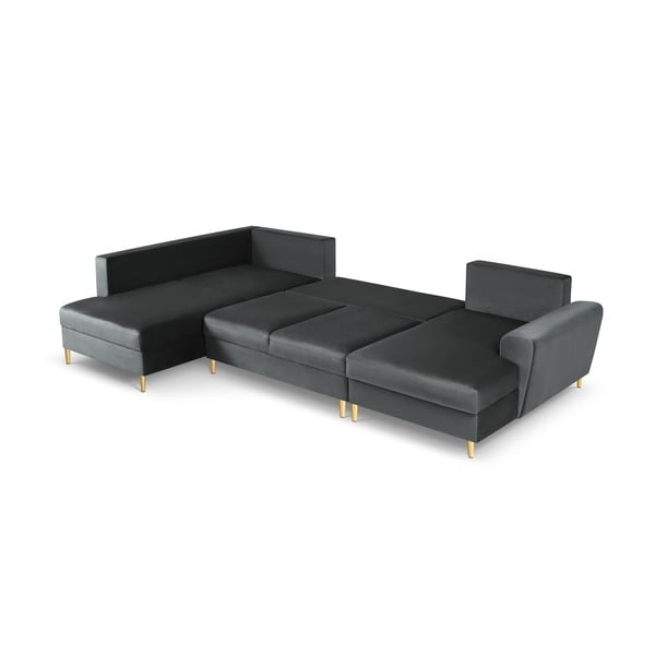 Tamno siva baršunasti sklopiva/s prostorom za odlaganje kutna garnitura (s lijevim kutom/u obliku slova "U") Kyoto – Cosmopolitan Design-image-2