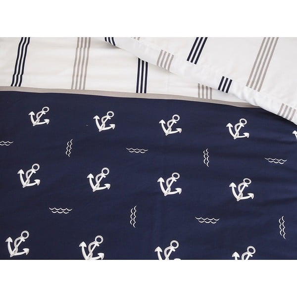 Tamno plava posteljina za krevet za jednu osobu od krepa 140x200 cm Exclusive – B.E.S.-image-3