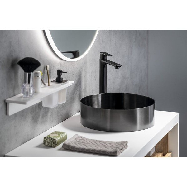 Mat crna stojeća slavina za umivaonik Pax – Sapho-image-4