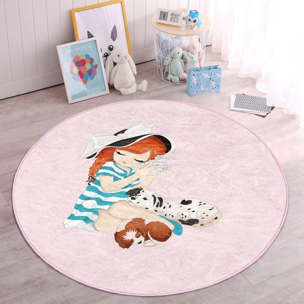Ružičasti dječji tepih ø 120 cm Comfort – Mila Home-image-1