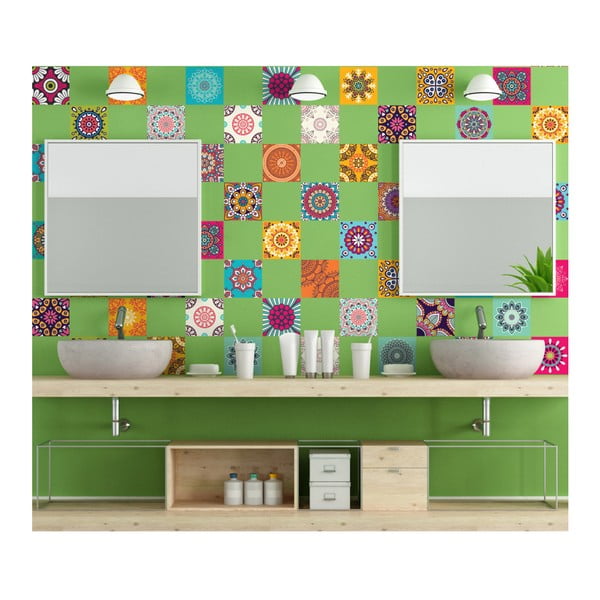 Set od 60 ukrasnih naljepnica za zid Ambiance Flow, 15 x 15 cm-image-3