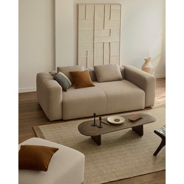 Tamno smeđi stolić za kavu od punog hrasta 64x146 cm Pirita – Kave Home-image-3