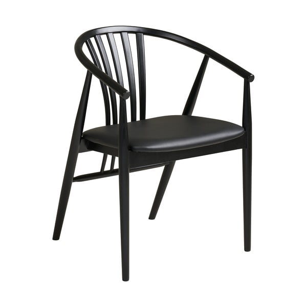 Crna blagovaonska stolica s naslonima za ruke od masivne bukve Agustin – House Nordic