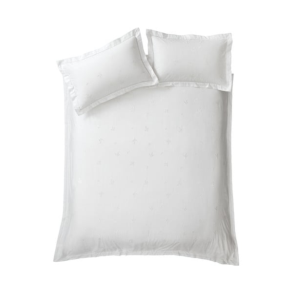 Bijela pamučna posteljina za krevet za jednu osobu 135x200 cm Lottie Floral Embroidery – Bianca