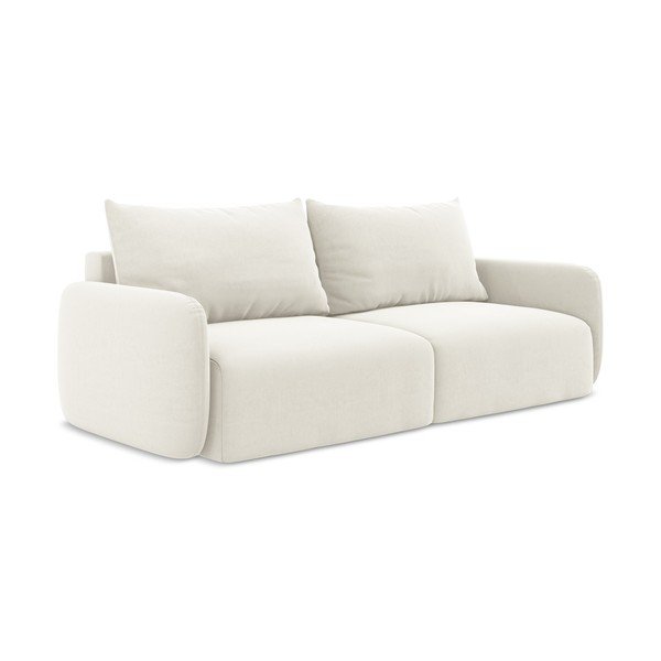 Krem baršunasti sklopiva/s prostorom za odlaganje sofa 238 cm Kalena – Makamii-image-2