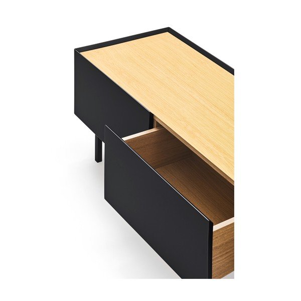 Crna/u prirodnoj boji TV komoda u dekoru hrasta 180x45 cm Arista – Teulat-image-2