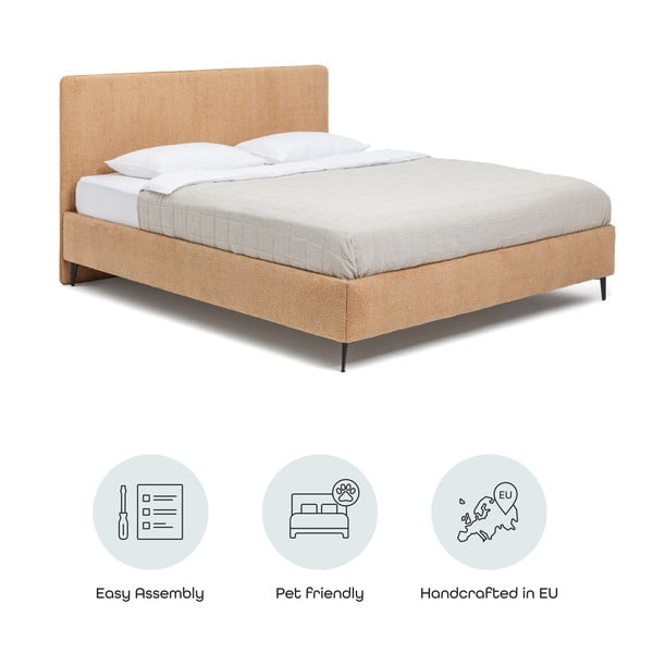 Senf žuti tapecirani bračni krevet s podnicom 160x200 cm Noira Slim – Bonami Selection-image-4