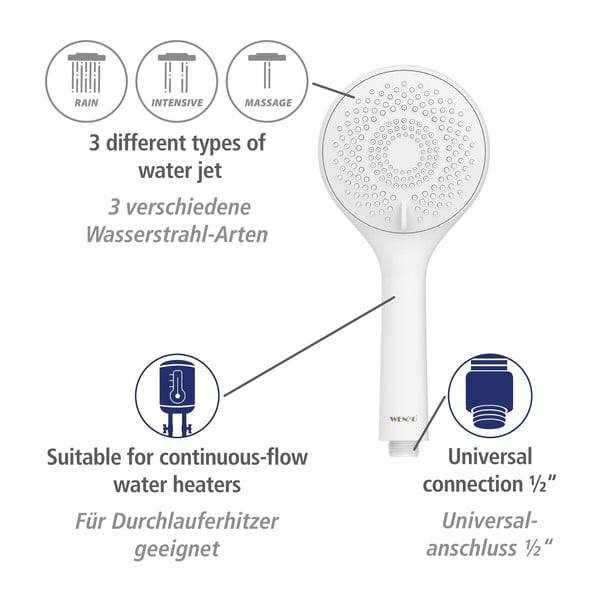 Bijeli set za tuš kabinu od nehrđajućeg čelika 70 cm Watersaving – Wenko-image-3