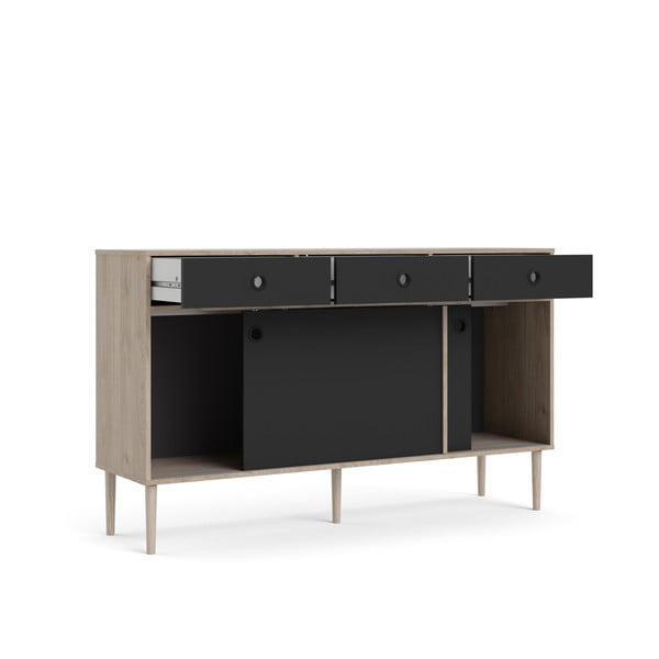 Crni ormarić s hrastovim dekorom Tvilum Rome, 147 x 88 cm-image-3