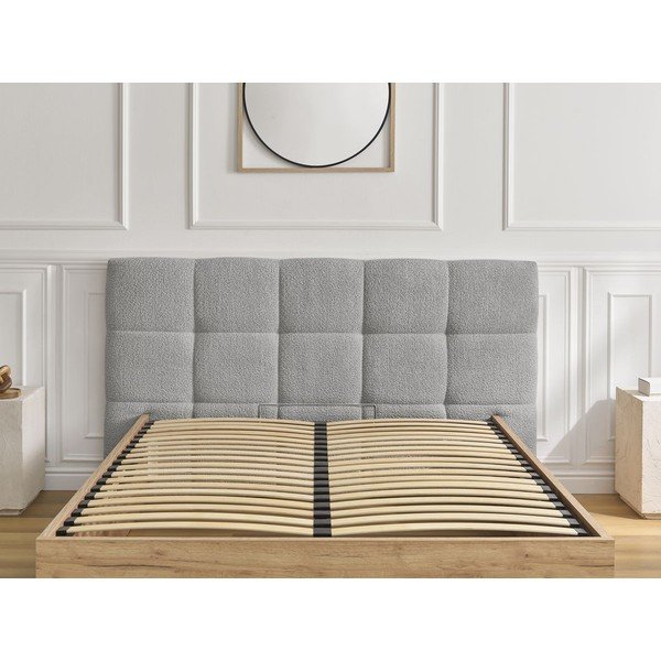 Sivi podstavljeni tapecirani/od iverice bračni krevet s prostorom za odlaganje s podnicom 160x200 cm Kumo – Bobochic Paris-image-3