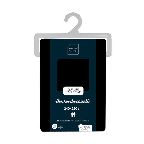 Crna pamučna navlaka za poplun za bračni krevet/za produženi krevet 240x220 cm Lina – douceur d'intérieur-image-2