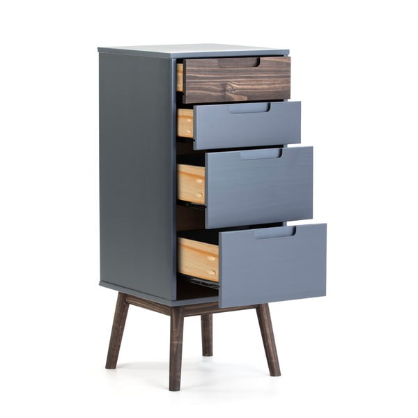 Antracit/tamno smeđa visoka komoda od borovine 40x94 cm Nussa - Marckeric-image-2