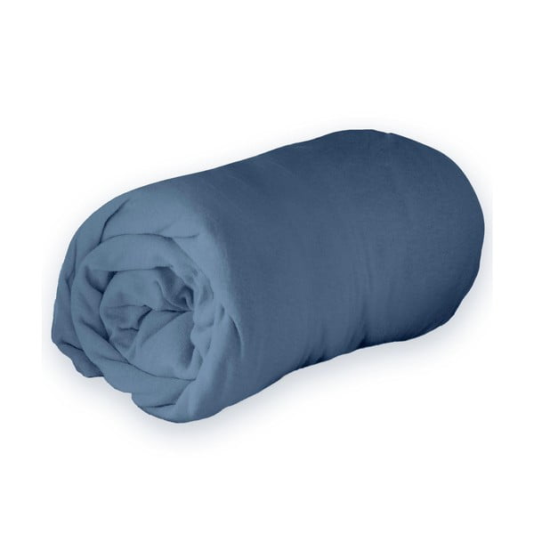 Tamno plava plahta s gumom od jeseya 90x190 cm Jersy – douceur d'intérieur-image-1