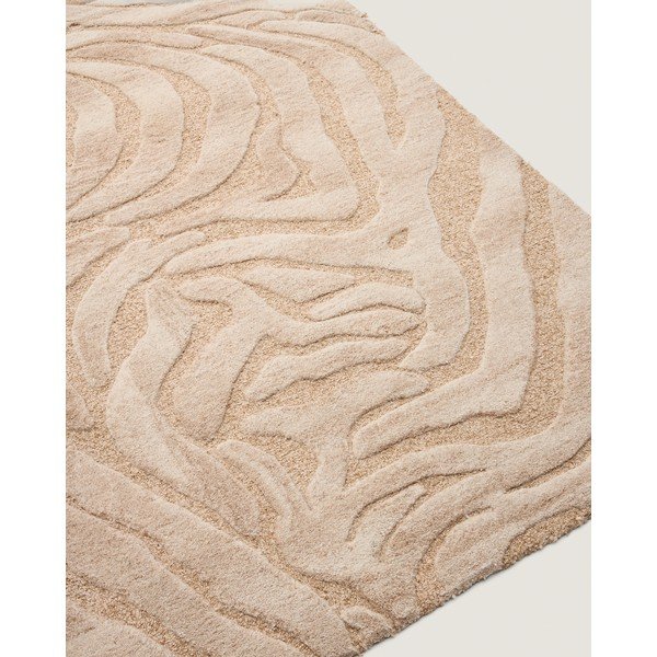 Bež ručno rađen tepih od mješavine vune 200x300 cm Tribet – Kave Home-image-4