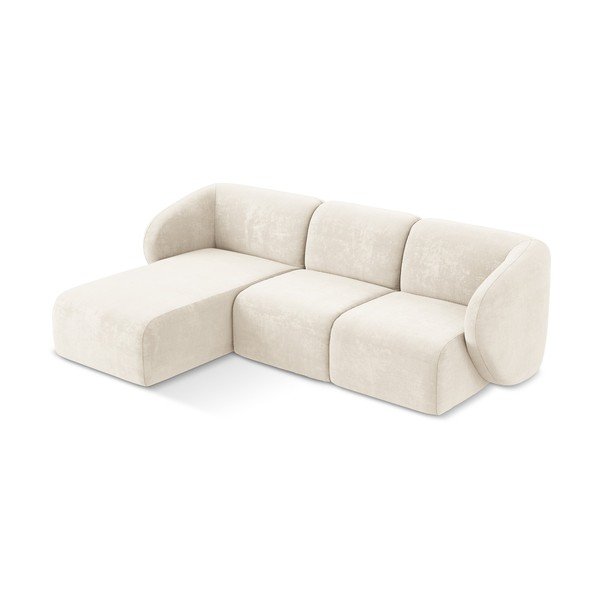 Bež kutna garnitura od šenila (s lijevim kutom/s ležaljkom) Lani – Makamii-image-2