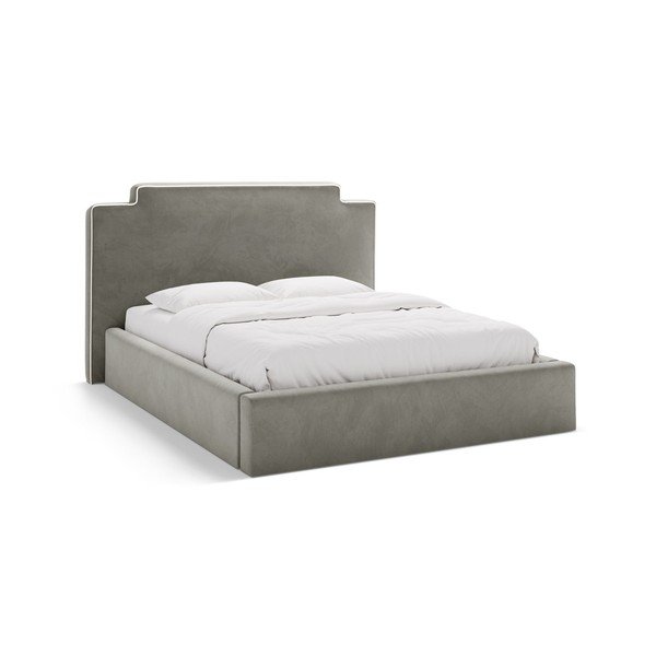 Tamno sivi tapecirani bračni krevet s prostorom za odlaganje s podnicom 140x200 cm Princess – Micadoni 