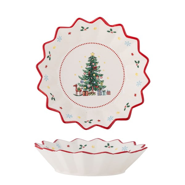Crveni/krem keramički tanjur s božićnim motivom za serviranje ø 20 cm Naive – Bloomingville-image-3