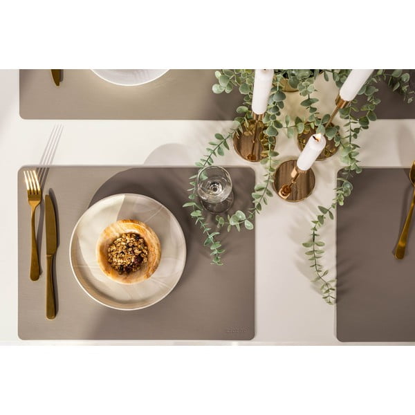 Sivo-bež prostirka izrađena od reciklirane kože ZicZac Titane, 33 x 45 cm-image-1