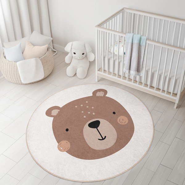 Smeđi/krem periv dječji tepih ø150 cm Teddy Bear – Mila Home-image-2