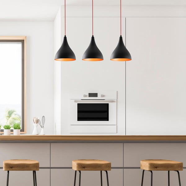 Crna viseća svjetiljka s metalnim sjenilom Berceste – Opviq lights-image-2