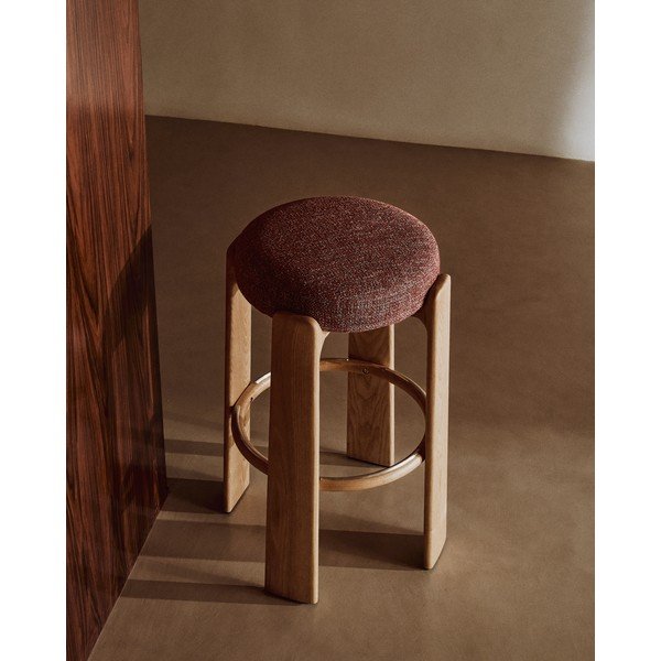 Barska stolica od čvrste jeseni boja terakote/u tamnoj prirodnoj boji (visine sjedala 75 cm) Granite – Kave Home-image-1