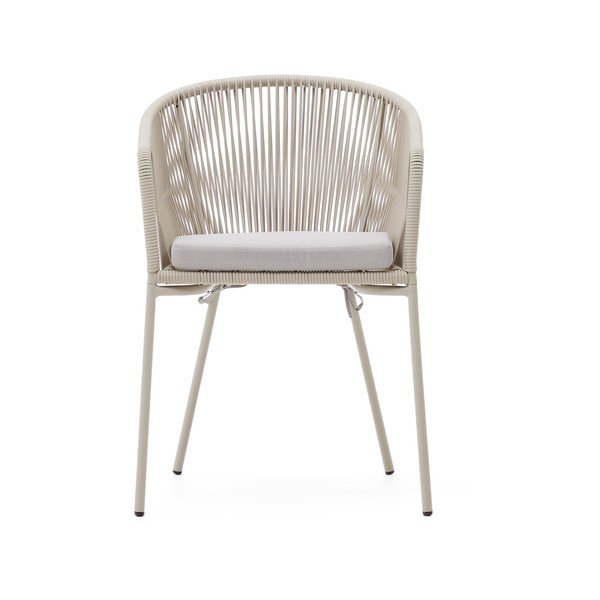 Krem metalna/podstavljena vrtna stolica Yanet – Kave Home-image-2