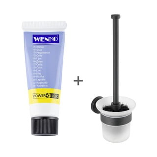 Mat crna staklena samoljepljiva WC četka Bosio – Wenko