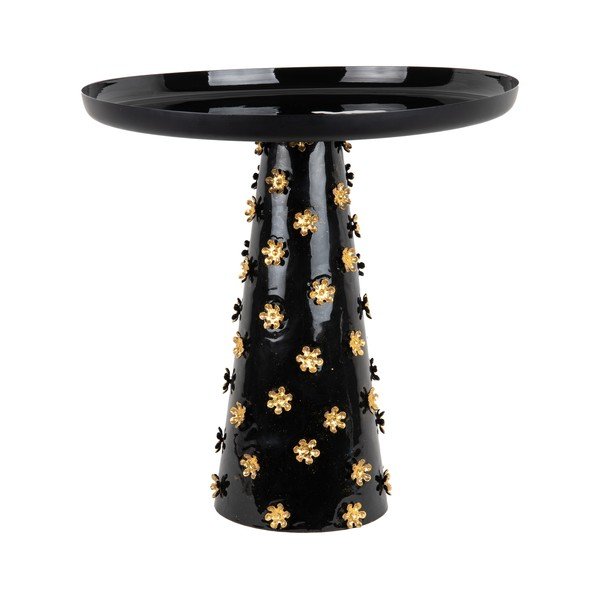 Metalni okrugli pomoćni stol ø 50 cm Golden Flowers – Leitmotiv