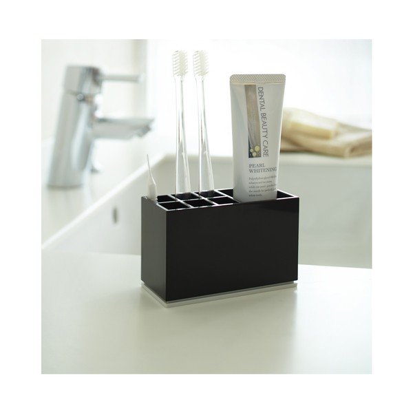 Crni plastičan stalak za četkice za zube Mist – YAMAZAKI-image-1