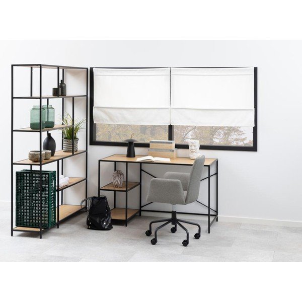 Crna/u prirodnoj boji biblioteka u dekoru hrasta 135x185 cm Seaford – Actona-image-1