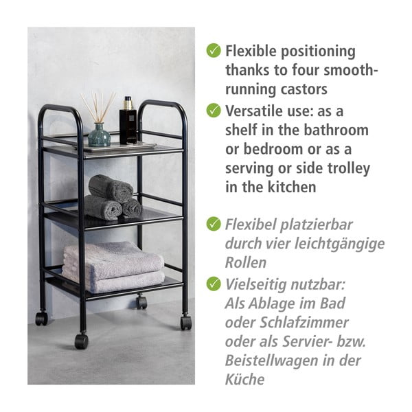 Crni metalni regal na kotačima 41x75 cm – Wenko-image-4