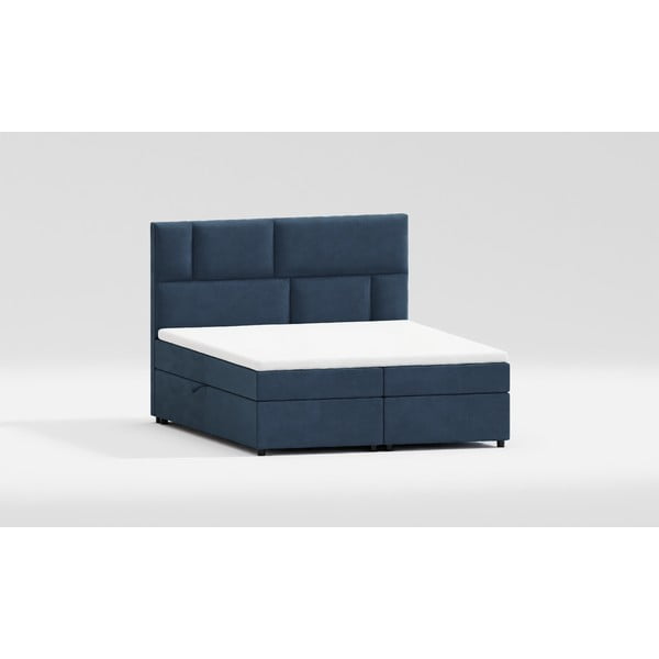 Tamno plavi boxspring krevet s prostorom za pohranu 160x200 cm Lola – Ropez