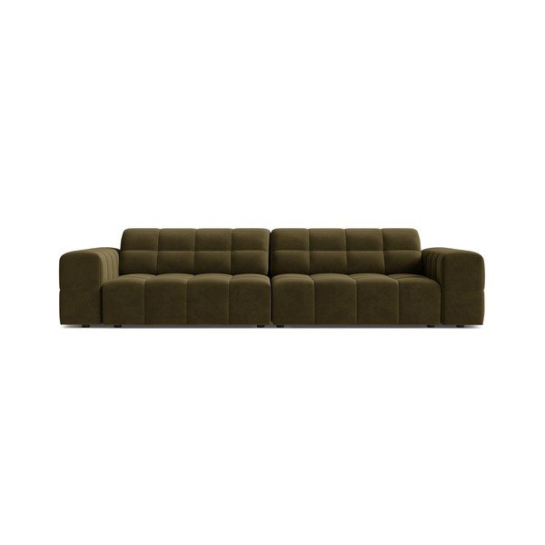 Kaki zelena baršunasti sofa 252 cm Chicago – Cosmopolitan Design