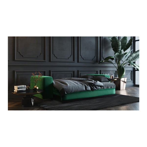 Tamnozeleni baršunasti kauč na razvlačenje Devichy Rothe, 256 cm-image-3