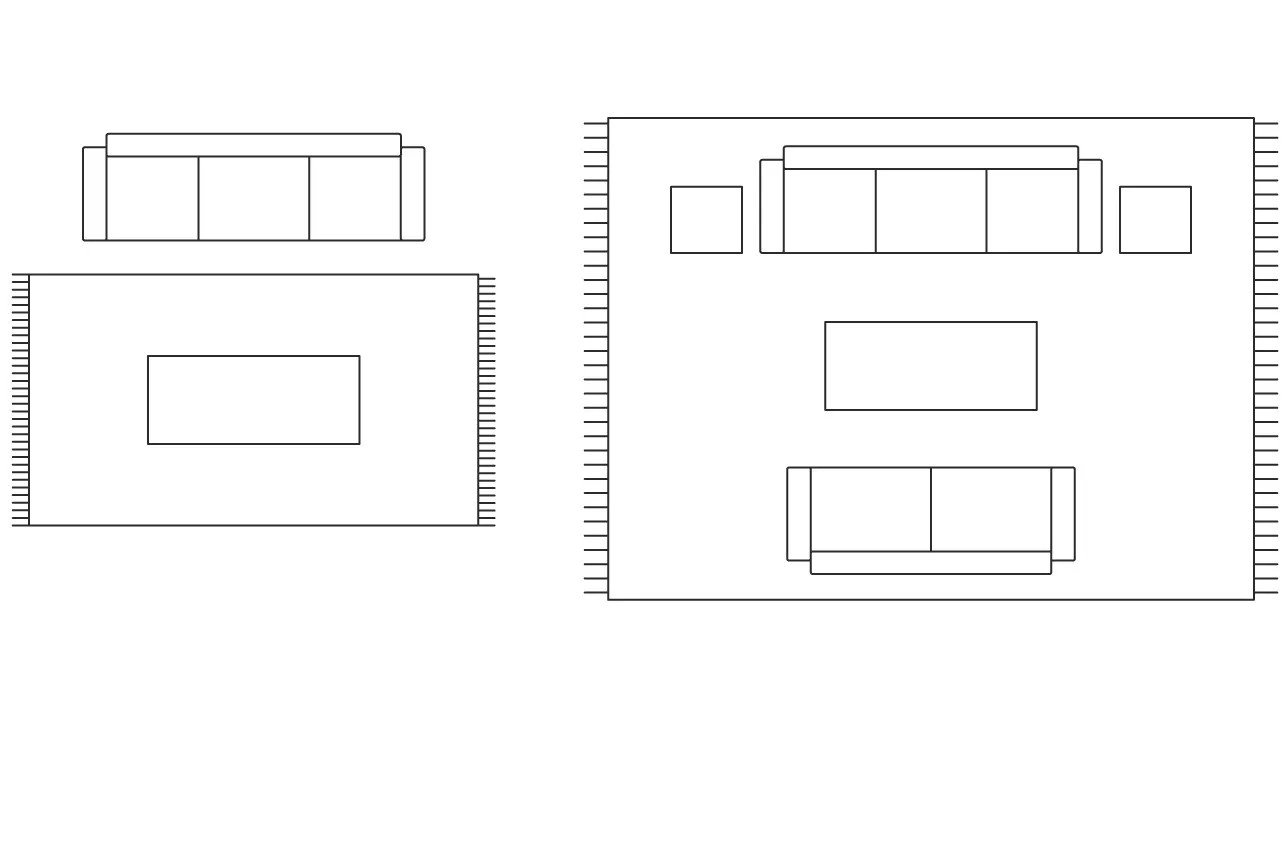 Za veći dnevni boravak potražite tepih koji će se protezati izvan prostora za sjedenje.