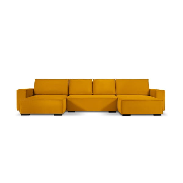 Žuti baršunasti kauč na razvlačenje "U" oblika Mazzini Sofas Azalea
