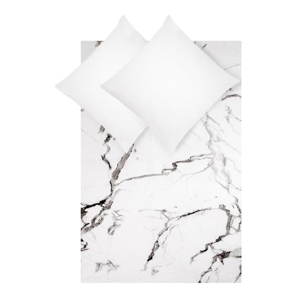 Bijelo-crna posteljina za bračni krevet od pamučnog perkala Westwing Collection Malin, 200 x 200 cm