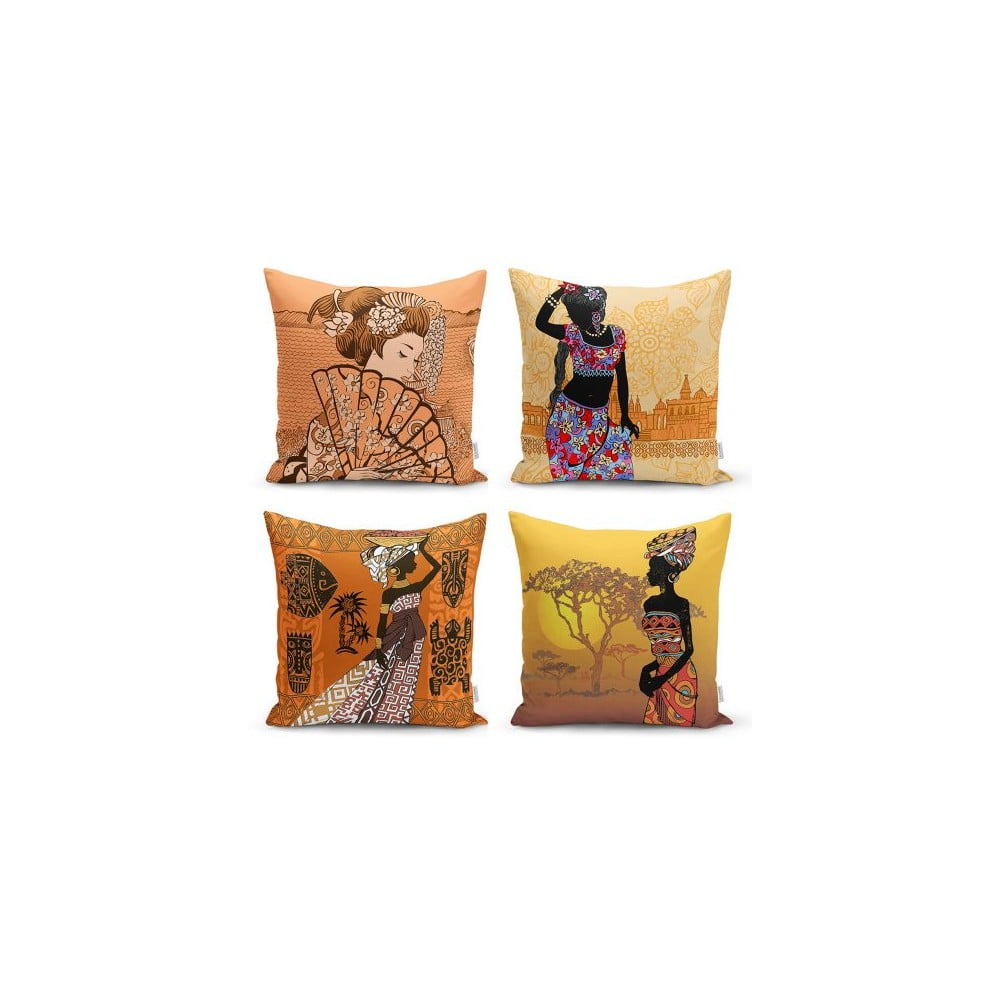 Set od 4 dekorativni premazi na jastucima Minimalistički jastuk pokriva istočni etnički, 45 x 45 cm