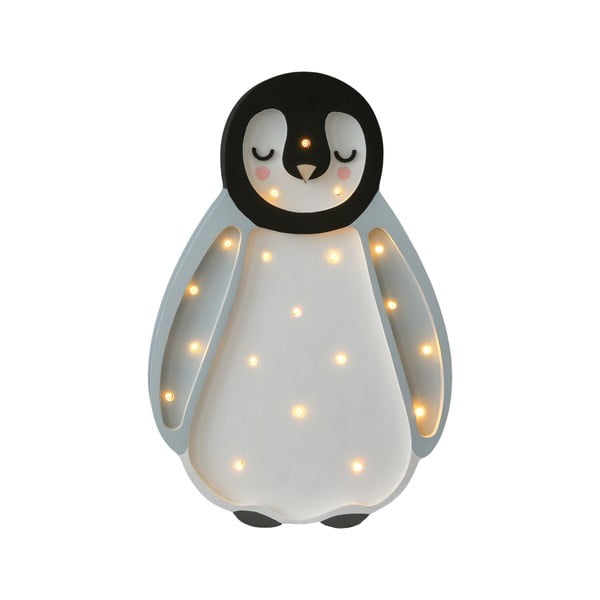 Siva stolna lampa od borovine Little Lights Baby Penguin, visine 26,5 cm