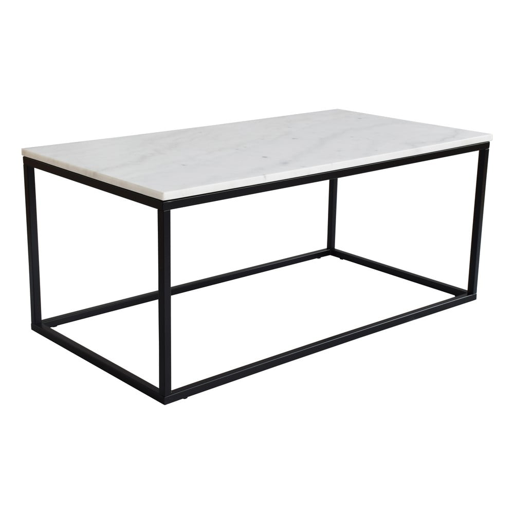 Bijeli mramorni stolić s crnim podnožjem RGE Marble, duljina 100 cm