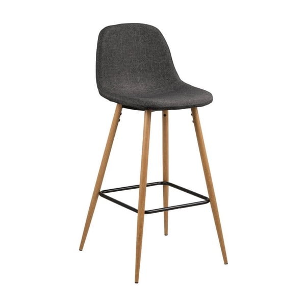 Siva barska stolica s metalnim postoljem s detaljima od hrasta Actona Wilma
