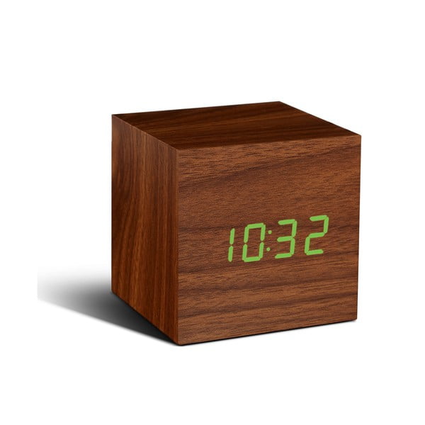 Smeđa budilica sa zelenim LED zaslonom Gingko Brick Click Clock