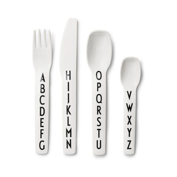 4-dijelni set bijelog dječjeg pribora za jelo Design Letters