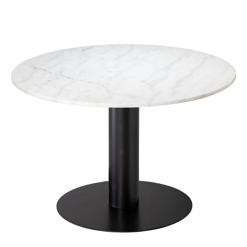 Blagovaonski stol od bijelog mramora s postoljem u crnoj boji RGE Pepo, ⌀ 105 cm